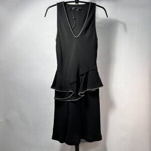 ALEXANDER WANG Embellished Silver ball-chain 100% Silk Peplum Mini Dress Women 0